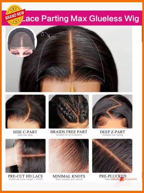 100% Human Hair Glueless Lace Front Wig 26 Inch Straight Pre Cut 6x4 Skin Melt